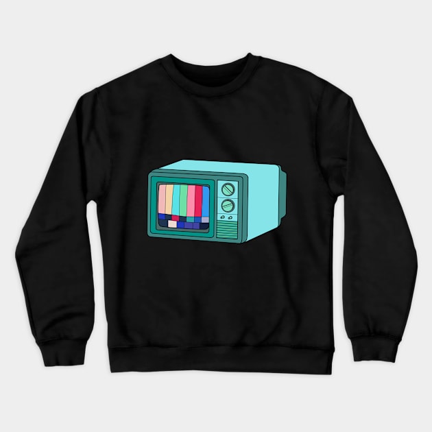 Blue Green Vintage TV Crewneck Sweatshirt by Josh Diaz Villegas